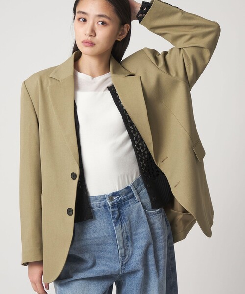 CITEN（シテン）の「＜CITEN＞テーラードジャケット（テーラードジャケット・レディース・その他1/ベージュ/ブラック・M/S）」の3枚目の写真