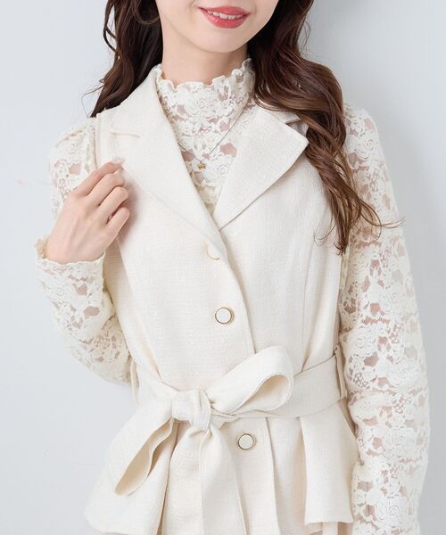 MAJESTIC LEGON（マジェスティックレゴン）の「レースハイネックトップス（Tシャツ/カットソー・レディース・ブラック/アイボリー・MEDIUM）」の18枚目の写真