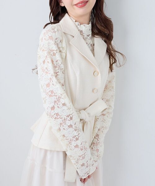 MAJESTIC LEGON（マジェスティックレゴン）の「レースハイネックトップス（Tシャツ/カットソー・レディース・ブラック/アイボリー・MEDIUM）」の19枚目の写真