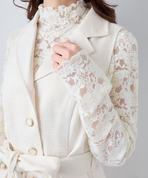 MAJESTIC LEGON（マジェスティックレゴン）の「レースハイネックトップス（Tシャツ/カットソー・レディース・ブラック/アイボリー・MEDIUM）」の3枚目の写真