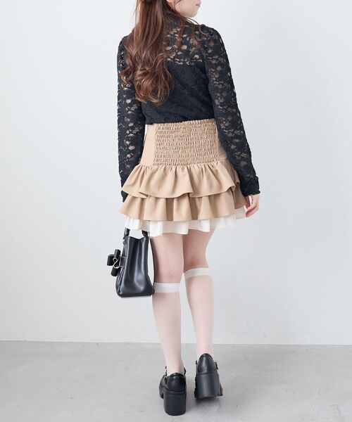 MAJESTIC LEGON（マジェスティックレゴン）の「レースハイネックトップス（Tシャツ/カットソー・レディース・ブラック/アイボリー・MEDIUM）」の6枚目の写真