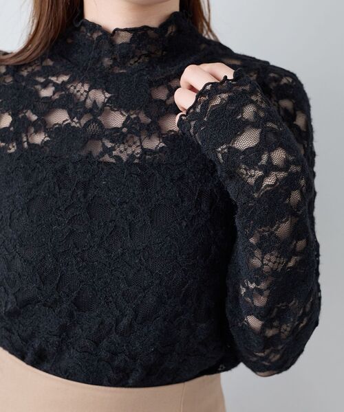 MAJESTIC LEGON（マジェスティックレゴン）の「レースハイネックトップス（Tシャツ/カットソー・レディース・ブラック/アイボリー・MEDIUM）」の10枚目の写真