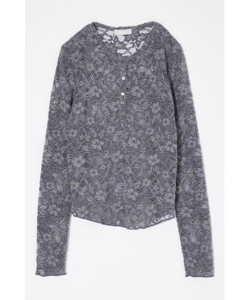 MOUSSY(マウジー)の「【26年SS新作】LACE HENRY NECK トップス(Tシャツ/カットソー・レディース・チャコールグレー/アイボリー/ブラック・FREE)」の5枚目の写真