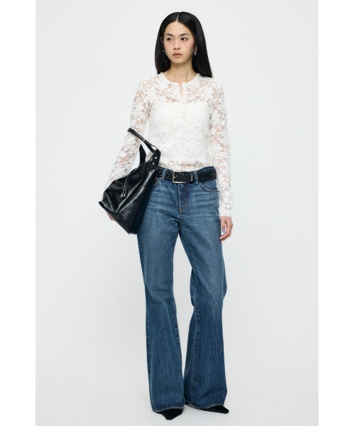 MOUSSY(マウジー)の「【26年SS新作】LACE HENRY NECK トップス(Tシャツ/カットソー・レディース・チャコールグレー/アイボリー/ブラック・FREE)」の7枚目の写真