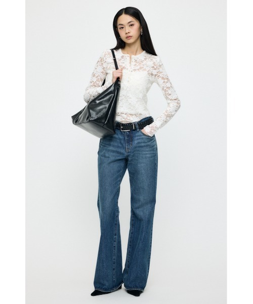 MOUSSY(マウジー)の「【26年SS新作】LACE HENRY NECK トップス(Tシャツ/カットソー・レディース・チャコールグレー/アイボリー/ブラック・FREE)」の9枚目の写真