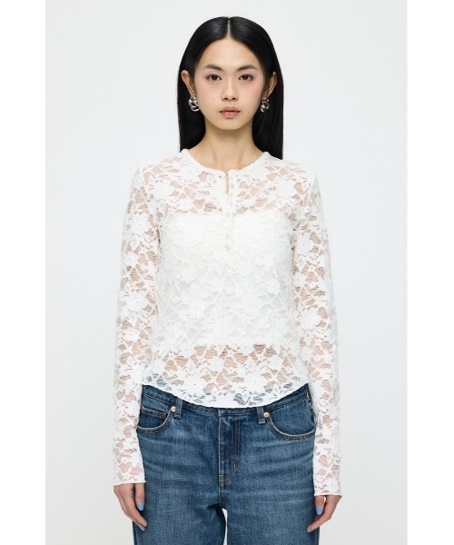 セール】【26年SS新作】LACE HENRY NECK トップス（Tシャツ/カットソー