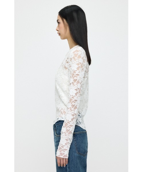 MOUSSY(マウジー)の「【26年SS新作】LACE HENRY NECK トップス(Tシャツ/カットソー・レディース・チャコールグレー/アイボリー/ブラック・FREE)」の12枚目の写真