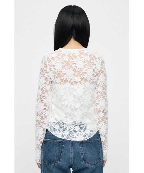 MOUSSY(マウジー)の「【26年SS新作】LACE HENRY NECK トップス(Tシャツ/カットソー・レディース・チャコールグレー/アイボリー/ブラック・FREE)」の13枚目の写真
