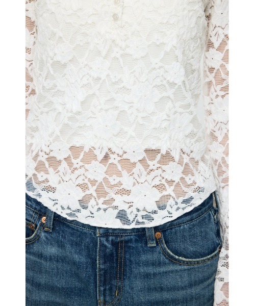 MOUSSY(マウジー)の「【26年SS新作】LACE HENRY NECK トップス(Tシャツ/カットソー・レディース・チャコールグレー/アイボリー/ブラック・FREE)」の16枚目の写真