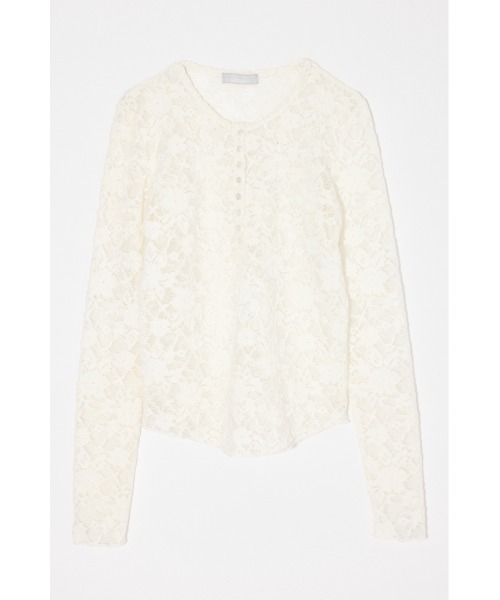 MOUSSY(マウジー)の「【26年SS新作】LACE HENRY NECK トップス(Tシャツ/カットソー・レディース・チャコールグレー/アイボリー/ブラック・FREE)」の18枚目の写真