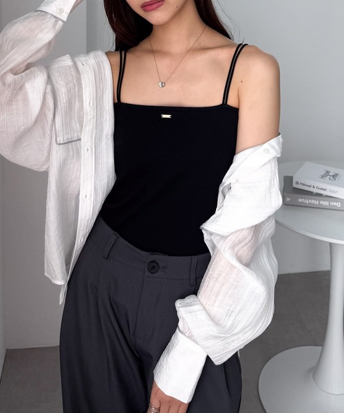 solleim（ソルレム）の「カップ付きダブルストラップキャミ（キャミソール・レディース・ブラック/グレー系その他/グレイッシュベージュ/ホワイト/ホワイト系その他・LL/S/M/L）」の22枚目の写真