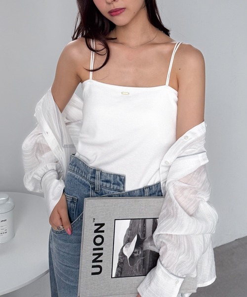 solleim（ソルレム）の「カップ付きダブルストラップキャミ（キャミソール・レディース・ブラック/グレー系その他/グレイッシュベージュ/ホワイト/ホワイト系その他・LL/S/M/L）」の6枚目の写真