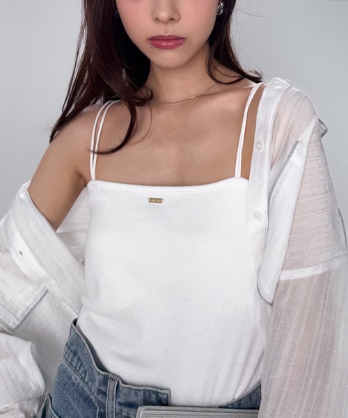 solleim（ソルレム）の「カップ付きダブルストラップキャミ（キャミソール・レディース・ブラック/グレー系その他/グレイッシュベージュ/ホワイト/ホワイト系その他・LL/S/M/L）」の7枚目の写真