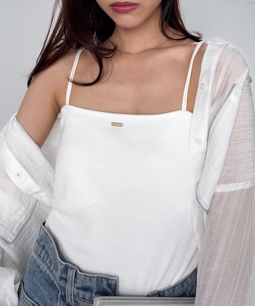 solleim（ソルレム）の「カップ付きダブルストラップキャミ（キャミソール・レディース・ブラック/グレー系その他/グレイッシュベージュ/ホワイト/ホワイト系その他・LL/S/M/L）」の8枚目の写真