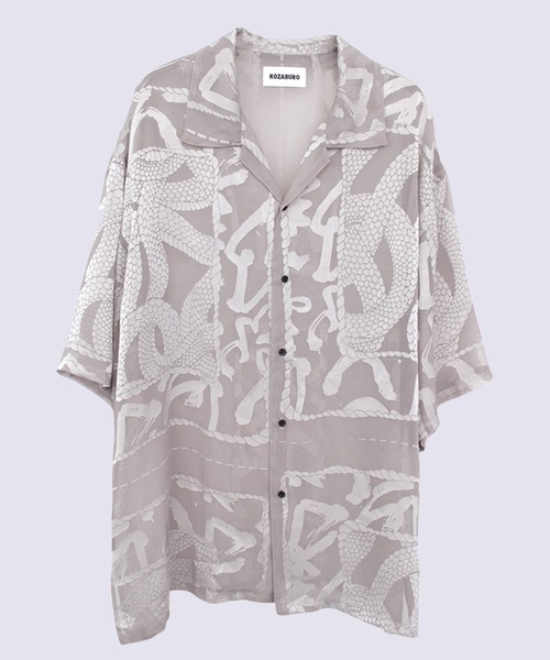 KOZABURO(コウザブロウ)の「【KOZABURO/コウザブロウ】OPAL SHORT SLEEVE OVERSIZE CAMP COLLAR SHIRT(シャツ/ブラウス・メンズ・ベージュ/ブラック・2/1)」の1枚目の写真