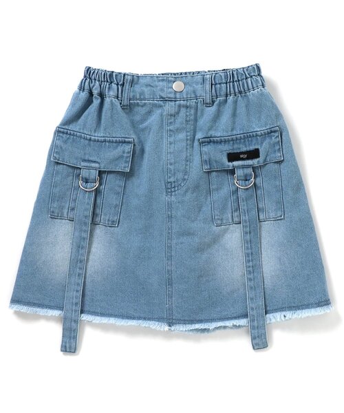 algy(アルジー)の「カーゴ台形スカパン(デニムスカート・キッズ・ブラック/サックスブルー・140/130/160/150)」の9枚目の写真