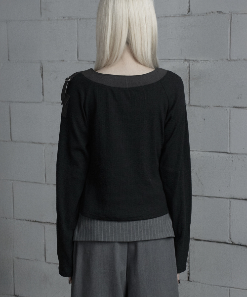 ETRE AU SOMMET(エトレオソメ)の「Chain Bijo Pocket Long Sleeve T-Shirt (Black)(Tシャツ/カットソー・レディース・ブラック・FREE)」の3枚目の写真