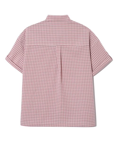 BASEMOMENT(ベースモーメント)の「セミクロップロールアップチェック半袖シャツピンク(シャツ/ブラウス・メンズ・その他・LARGE/MEDIUM)」の3枚目の写真