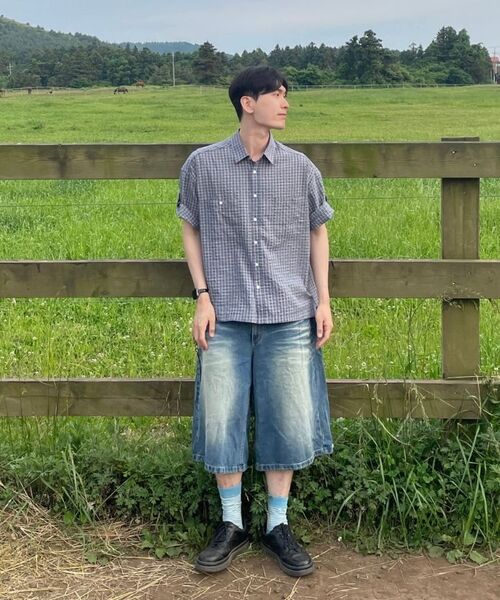 BASEMOMENT(ベースモーメント)の「セミクロップロールアップチェック半袖シャツピンク(シャツ/ブラウス・メンズ・その他・LARGE/MEDIUM)」の15枚目の写真