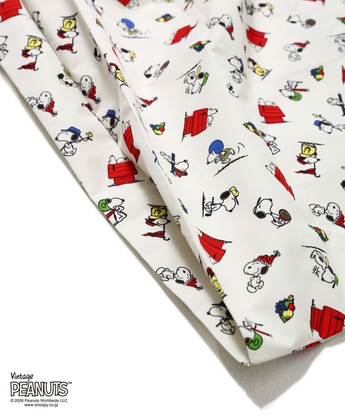 FRUIT OF THE LOOM（フルーツオブザルーム）の「FTL x PEANUTS エコバッグS1/ピーナッツコラボ スヌーピー ロゴ 総柄プリント（エコバッグ/サブバッグ・メンズ・チャコールグレー/アイボリー・FREE）」の6枚目の写真