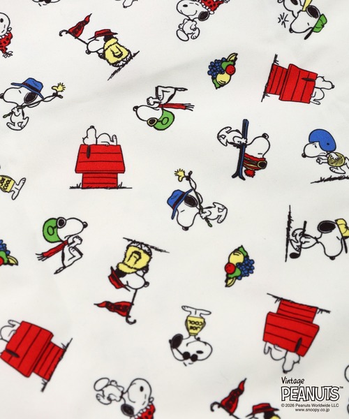 FRUIT OF THE LOOM（フルーツオブザルーム）の「FTL x PEANUTS エコバッグS1/ピーナッツコラボ スヌーピー ロゴ 総柄プリント（エコバッグ/サブバッグ・メンズ・チャコールグレー/アイボリー・FREE）」の7枚目の写真