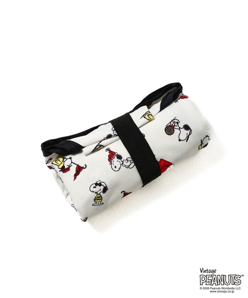 FRUIT OF THE LOOM（フルーツオブザルーム）の「FTL x PEANUTS エコバッグS1/ピーナッツコラボ スヌーピー ロゴ 総柄プリント（エコバッグ/サブバッグ・メンズ・チャコールグレー/アイボリー・FREE）」の9枚目の写真