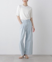 コットンツイルタックワイドパンツ