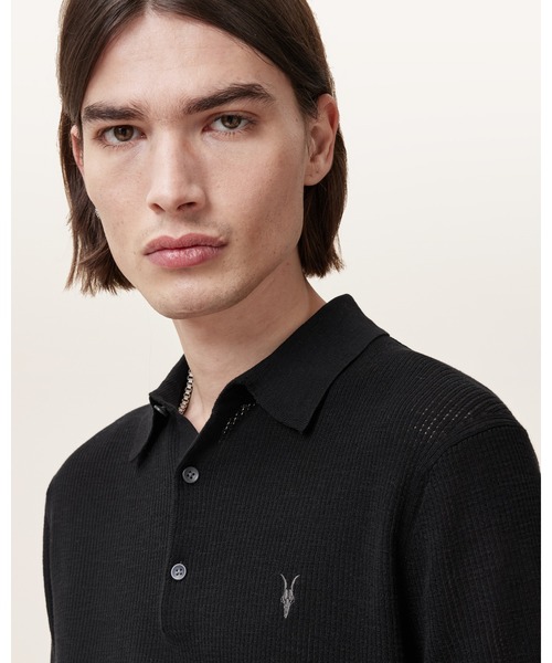 ALLSAINTS(オールセインツ)の「AUBREY RAMSKULL SHORT SLEEVE POLO SHIRT | AUBREY ラムスカル 半袖 ポロシャツ(ポロシャツ・メンズ・ブラック・S/M/L/XS)」の3枚目の写真