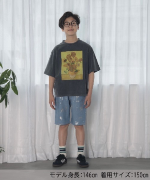 MAKE YOUR DAY(メイクユアデイ)の「フォイルプリントデニム5分丈パンツ■150.160cm(デニムパンツ・キッズ・ブラック/サックスブルー・150/160)」の7枚目の写真