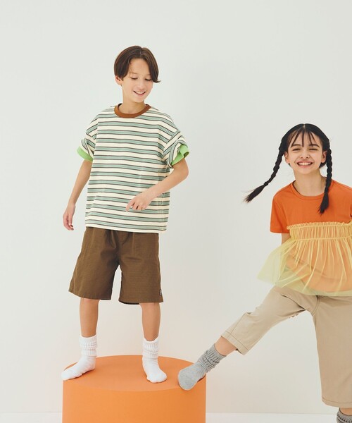 green label relaxing（グリーンレーベルリラクシング）の「【スタメンシリーズ】ボーダーＴシャツ / キッズ  100cm-160cm（Tシャツ/カットソー・キッズ・ケリーグリーン/ライトブルー/ダークグレー・110cm/120cm/160cm/150cm/130cm/100cm/140cm）」の10枚目の写真