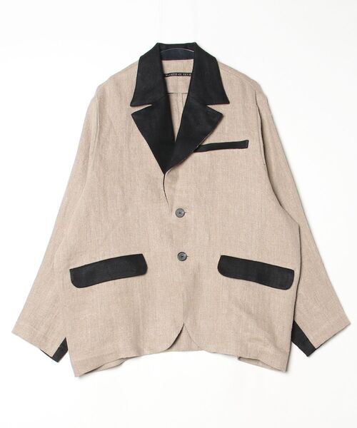 ジャケット・アウター Linnen jacket multi my beautiful landlet】 SEMI WET LINEN OVERSIZE JACKET（テーラード