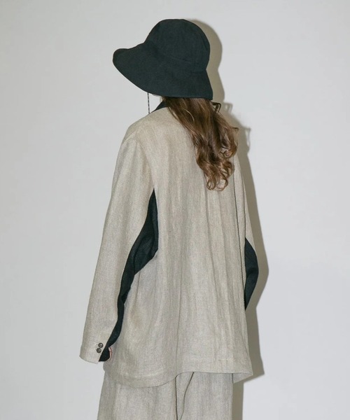 my beautiful landlet(マイビューティフルランドレット)の「【my beautiful landlet】 SEMI WET LINEN OVERSIZE JACKET(テーラードジャケット・メンズ・ベージュ/マルチ/ブラック・1/0)」の12枚目の写真