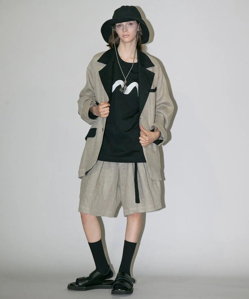 my beautiful landlet(マイビューティフルランドレット)の「【my beautiful landlet】 SEMI WET LINEN OVERSIZE JACKET(テーラードジャケット・メンズ・ベージュ/マルチ/ブラック・1/0)」の14枚目の写真