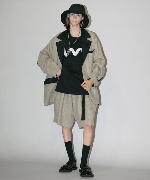 my beautiful landlet(マイビューティフルランドレット)の「【my beautiful landlet】 SEMI WET LINEN OVERSIZE JACKET(テーラードジャケット・メンズ・ベージュ/マルチ/ブラック・1/0)」の15枚目の写真