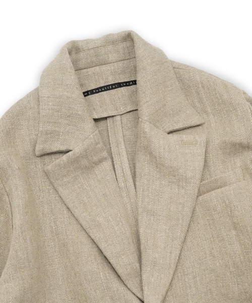 my beautiful landlet(マイビューティフルランドレット)の「【my beautiful landlet】 SEMI WET LINEN OVERSIZE JACKET(テーラードジャケット・メンズ・ベージュ/マルチ/ブラック・1/0)」の18枚目の写真