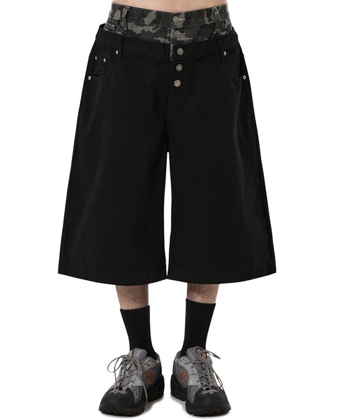 OY(オーワイ)の「『OY/オーワイ』LAYERED WAIST WIDE SHORTS/レイヤードウエストワイドショートパンツ(その他パンツ・メンズ・ブラック・L/M/S)」の1枚目の写真