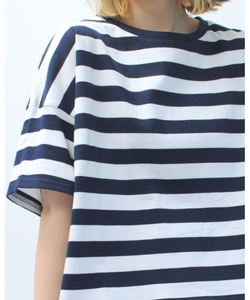 amini(アミニ)の「ボーダーカットソー(Tシャツ/カットソー・レディース・ブラック×ホワイト/ネイビー×ホワイト・MEDIUM)」の8枚目の写真
