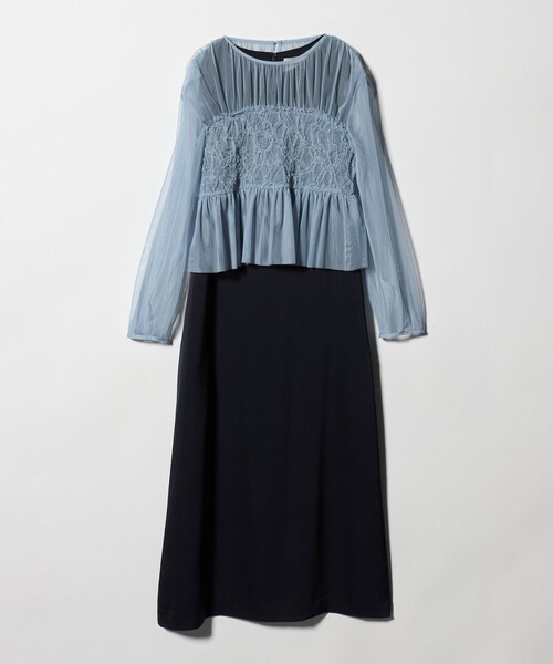 UNITED ARROWS（ユナイテッドアローズ）の「チュール サテン コンビ ワンピース（ワンピース・レディース・ブラック/ネイビー・36/38）」の2枚目の写真