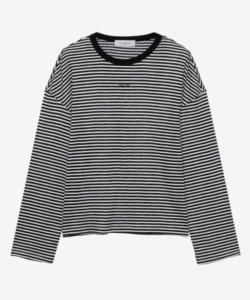 MIND BRIDGE WOMEN（マインドブリッジウーマン）の「[W]シアーストライプオーバーサイズTシャツ（Tシャツ/カットソー・レディース・ブラック・66/55）」の3枚目の写真