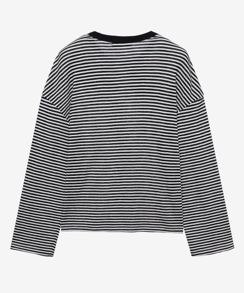MIND BRIDGE WOMEN（マインドブリッジウーマン）の「[W]シアーストライプオーバーサイズTシャツ（Tシャツ/カットソー・レディース・ブラック・66/55）」の4枚目の写真
