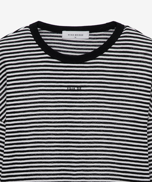 MIND BRIDGE WOMEN（マインドブリッジウーマン）の「[W]シアーストライプオーバーサイズTシャツ（Tシャツ/カットソー・レディース・ブラック・66/55）」の5枚目の写真