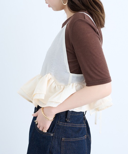 MAISON BREEZE reveur（メゾンブリーズレヴール）の「【MAISON BREEZE reveur】フリルヘムキャミソールビスチェ trc（キャミソール・レディース・チャコールグレー/アイボリー/ブラック・FREE）」の8枚目の写真