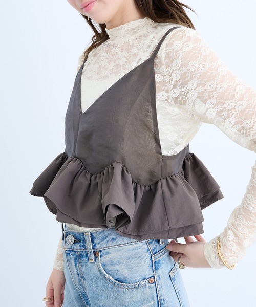 MAISON BREEZE reveur（メゾンブリーズレヴール）の「【MAISON BREEZE reveur】フリルヘムキャミソールビスチェ trc（キャミソール・レディース・チャコールグレー/アイボリー/ブラック・FREE）」の20枚目の写真