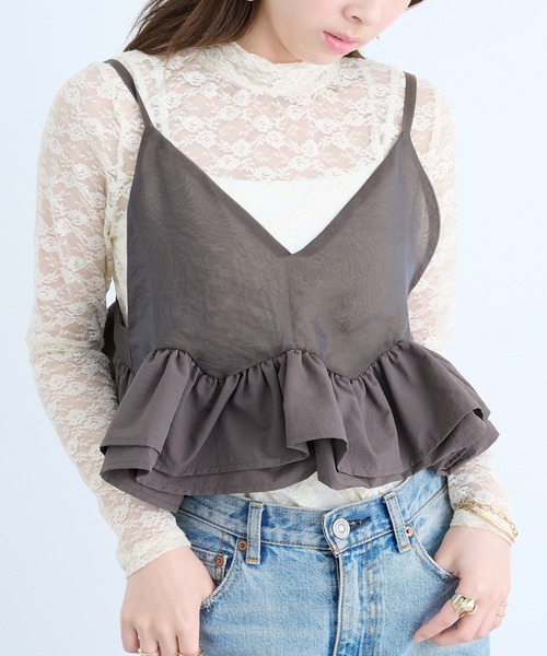 MAISON BREEZE reveur（メゾンブリーズレヴール）の「【MAISON BREEZE reveur】フリルヘムキャミソールビスチェ trc（キャミソール・レディース・チャコールグレー/アイボリー/ブラック・FREE）」の17枚目の写真