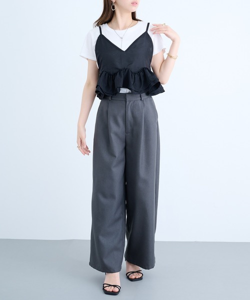 MAISON BREEZE reveur（メゾンブリーズレヴール）の「【MAISON BREEZE reveur】フリルヘムキャミソールビスチェ trc（キャミソール・レディース・チャコールグレー/アイボリー/ブラック・FREE）」の15枚目の写真