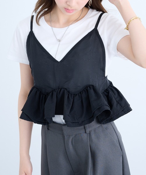 MAISON BREEZE reveur（メゾンブリーズレヴール）の「【MAISON BREEZE reveur】フリルヘムキャミソールビスチェ trc（キャミソール・レディース・チャコールグレー/アイボリー/ブラック・FREE）」の12枚目の写真