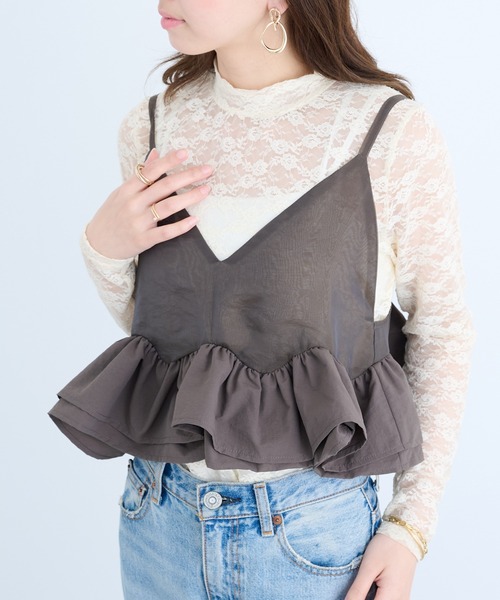 MAISON BREEZE reveur（メゾンブリーズレヴール）の「【MAISON BREEZE reveur】フリルヘムキャミソールビスチェ trc（キャミソール・レディース・チャコールグレー/アイボリー/ブラック・FREE）」の19枚目の写真