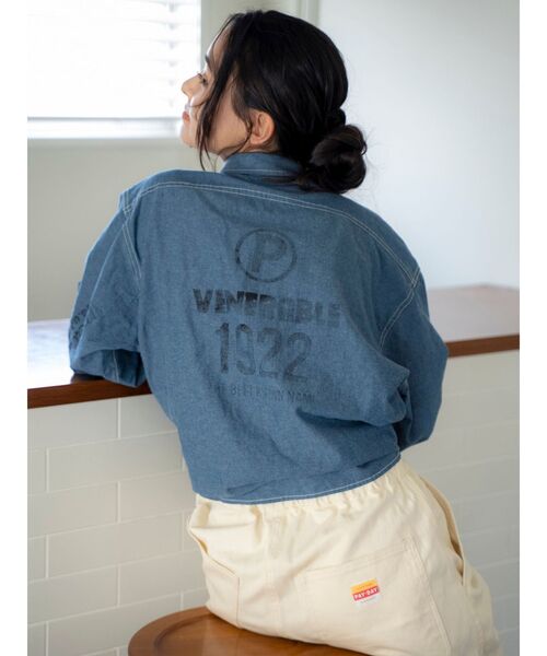 Ungrid（アングリッド）の「PAYDAY別注 ステンシルデザインシャツ（シャツ/ブラウス・レディース・ブルー・FREE）」の4枚目の写真