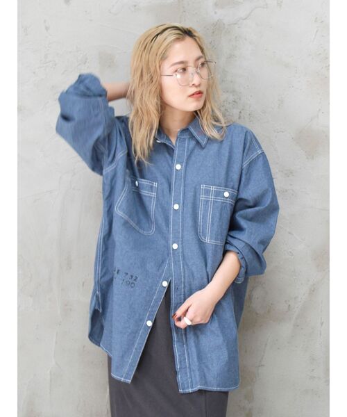 Ungrid（アングリッド）の「PAYDAY別注 ステンシルデザインシャツ（シャツ/ブラウス・レディース・ブルー・FREE）」の10枚目の写真