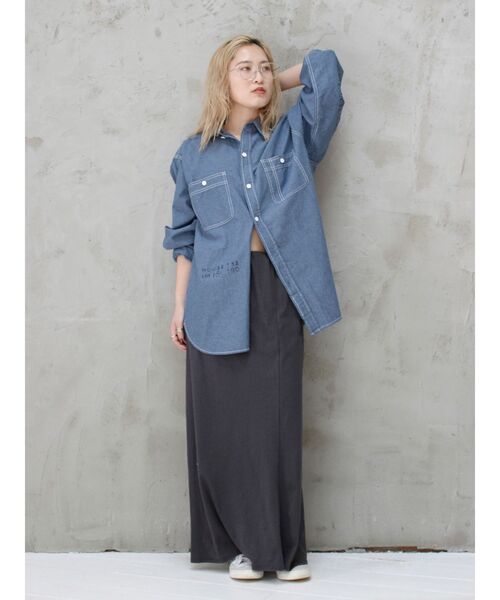 Ungrid（アングリッド）の「PAYDAY別注 ステンシルデザインシャツ（シャツ/ブラウス・レディース・ブルー・FREE）」の11枚目の写真